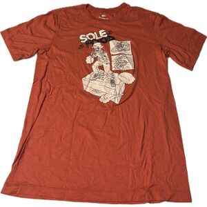 Nike Men's Red Short Sleeve Sole Food Burger Anime Graphic T-Shirt Size S Tee